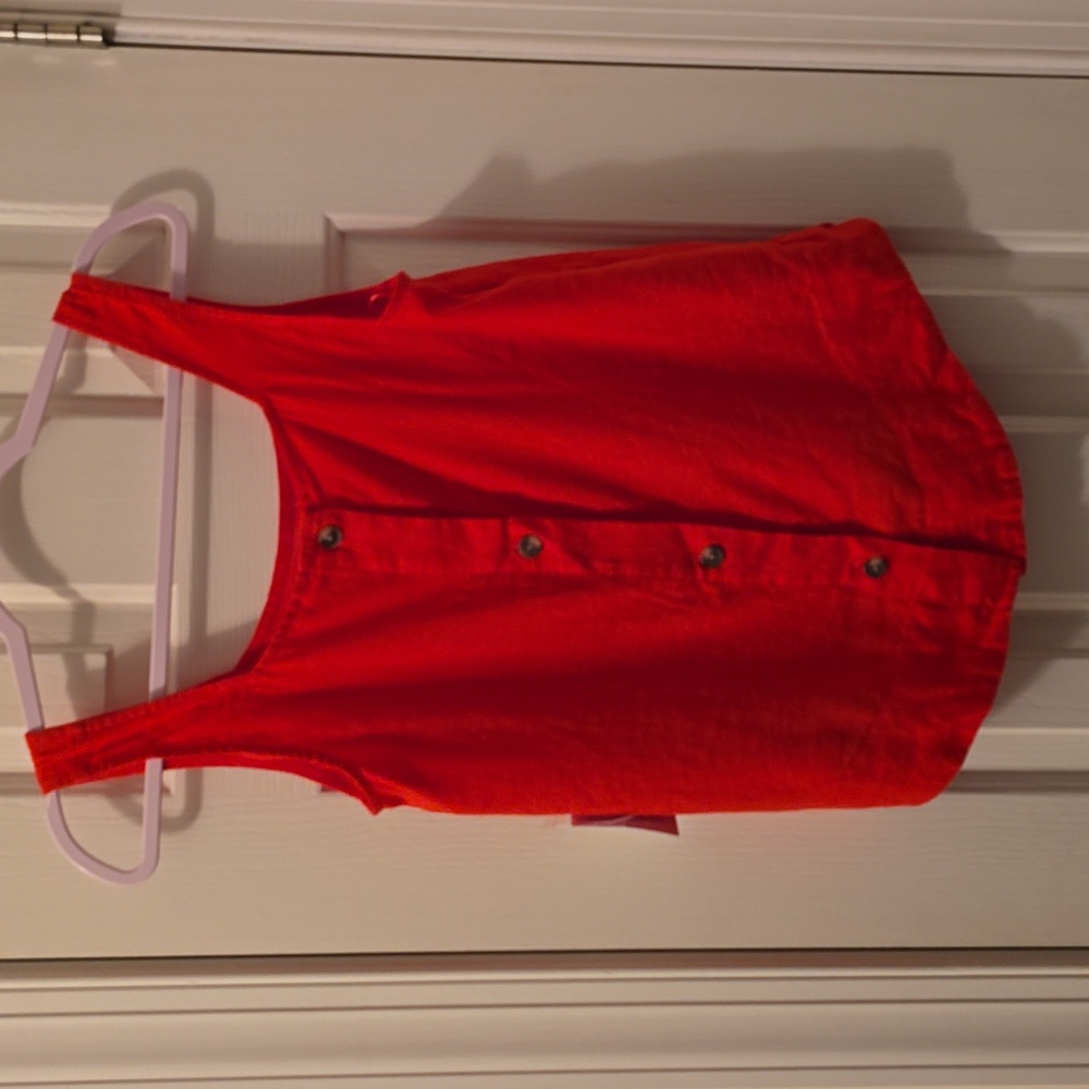 NWT LC Lauren Conrad Red Button-back Tank Top